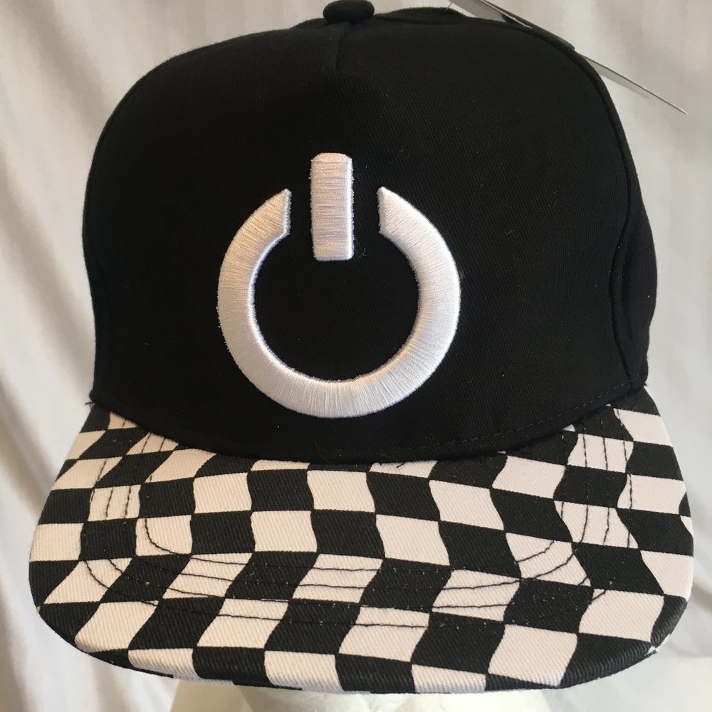 Mini Pop Kids Black White Check Baseball Hat Mad Engine Embroidered New w/ Tags